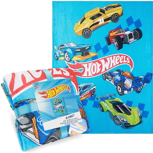 Get Trend Hot Wheels Fleece Blanket 130x150cm, Super Soft Cosy Throw Blanket for Bed & Sofa, Warm Lightweight & OEKO-TEX Certified, Gifts for Boys (Multi Hot Wheels)