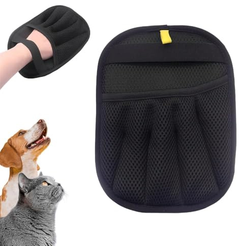 Pet Hair Remover Gloves, 2025 Upgrade Doppelseitiger Fellpflege Handschuh für Hunde & Katzen, Antistatisch, Waschbar & Hautfreundlich, Tierhaarentferner für Glattes Gesundes Fell (Schwarz, 1 Stück)