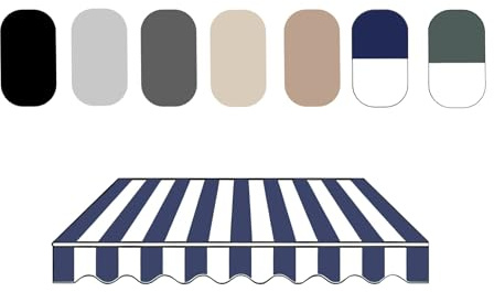 Telo per Tende da Sole Manuale 2.0m 2.5m 3.0m 3.6m 4m 5m, Tessuto di Ricambio per Tende da Sole da Giardino Esterno, Tettoia di Ricambio Retrattile per Balcone(Blue And White,200x150cm)