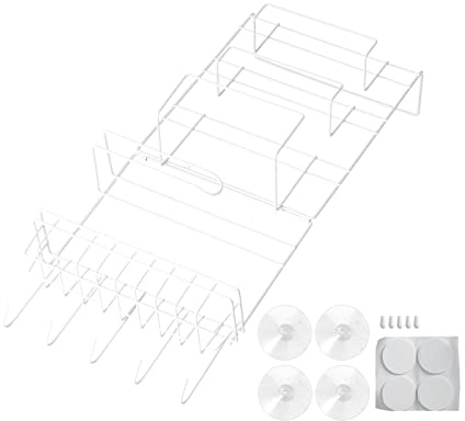 Scaffale magnetico per frigorifero, in ferro, design resistente e durevole, facile installazione senza trapano, organizzazione della cucina per articoli per la casa, tappetino bianco