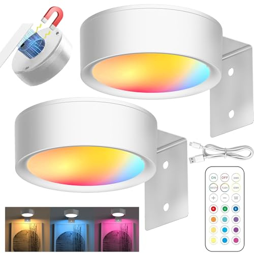 LUKIUP 2 Stück Magnetisches Mallicht, Wiederaufladbare Bilderleuchte Kabellos Mit Fernbedienung und Zeitfunktion, Dimmbare Magnetische LED Lampe für Bilder Wand Fotorahmen Bilder Malen (Weiß)