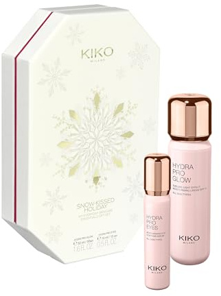 KIKO Milano Snow-Kissed Holiday My Everyday Skincare Essentials Gift Set, Kit De Regalo De Cuidado De La Piel: Crema Facial Hidratante Efecto Brillo Y Sérum Para El Contorno De Los Ojos