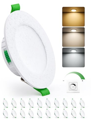 HOMEOW 20er Set LED Einbaustrahler 230V Dimmbar 68mm – 80mm Lochmaß | 5W LED Spots 230V Warmweiß Neutralweiß Kaltweiß, Einbauleuchten Deckenspots Ultra Flach IP44 für Bad