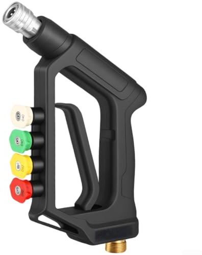 Pulverizador profesional para lavadora de coche con flujo de agua de alta presión, cuatro ajustes de pulverización ajustables y construcción de acero inoxidable y latón resistente a la corrosión