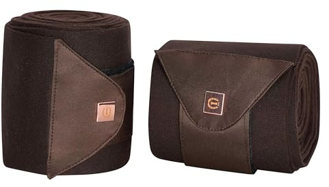 Imperial Riding Bandagen IRH Lovely, 4er-Set, weiches Jersey-Fleece, atmungsaktiv & formstabil, Klettverschluss, Metallakzenten, hochwertige Pferdebandagen für Training & Alltag, Braun, 1SIZE
