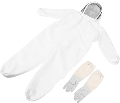 CIYODO Tuta da Apicoltore Ventilata con Guanti Set Completo Protezione Integrale in Cotone Speso per Apicoltura Professionale Uomo Donna Uso Stagionale
