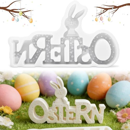 Crunier 2 Stück Ostern Hase Gipsform, 3D Osterhase Gipsformen | Silikonformen Gießformen Ostern, Gießformen Silikon Ostern, Silikonform Ostern Hase Für Gips, Seife, Kerzec