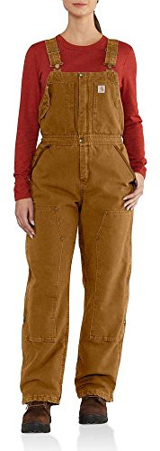 Carhartt Women's Weathered Duck Wildwood Bib Overalls Coveralls, Carhartt Brown, XXL