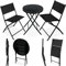 TecTake® Set da Balcone Düsseldorf, Tavolino Salotto con Piano in Vetro e 2 Sedie, Set Mobili da Giardino con Telaio in Acciaio, Richiudibile, Trasportabile, Design Moderno - Nero