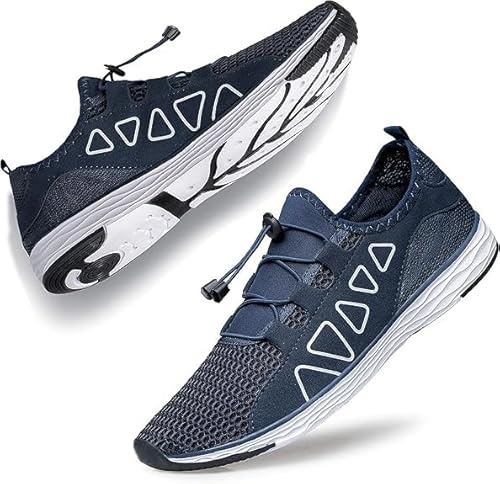 Raoendis Scarpe da acqua da uomo e donna, ad asciugatura rapida, leggere, unisex, per sport acquatici da spiaggia, blu navy, 42 1/3 EU
