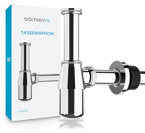 Bächlein Sifone a Tazza Universale per Lavabo e Mobile Lavabo, Sifone Antiodore con Apertura Per la Pulizia + Istruzioni di Installazione - Piletta Adattabile di Precisione - Sifone a Bottiglia