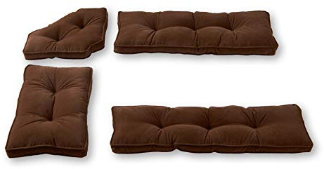 Greendale Home Fashions Hyatt Microfiber Kitchen Nook Cushion Set, 4 Piece Assortment, Mocha