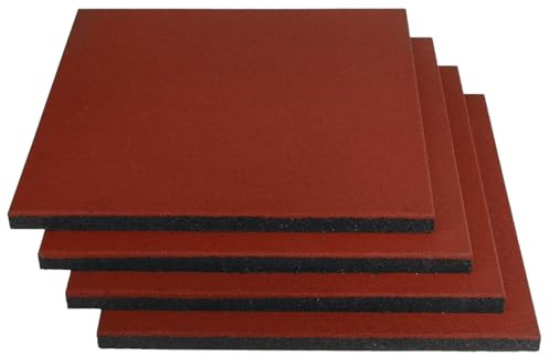 Lehom - Piastrelle in gomma per parco giochi, per cortili, aree giochi, palestra all'aperto, aree di esercizio, copertura 11,12 m², colore: rosso