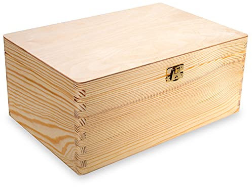 Holzbox mit Deckel Holzkiste Aufbewahrungsbox Deko 30 x 20 x 13,5 cm Holz-Kiste Naturholz Box Erinnerungsbox | Bastel- & Geschenkkiste