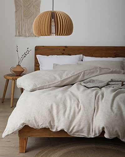 XZ XIFA Linen Duvet Cover Queen Size,100% Natural French Flax, Breathable & Durable Bedding, Farmhouse Cooling Duvet Cover Sets 3pcs-1 Duvet Cover and 2 Pillowcases(Queen Size, Linen)