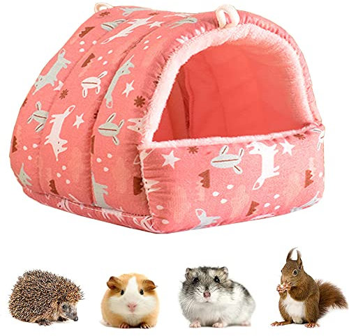 20cm Kleines Haustiernest, Hamster Haus Bett, Chinchilla Kleines Haustierbett, Warmes Haustierbett, Meerschweinchen-Bett für Igel, Ratte, Eichhörnchen, Eidechse, Frosch, Gecko, Chamäleon (Rosa, S)