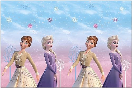 Procos 93841 Nappe en Plastique Facile à Nettoyer Motif La Reine des Neiges 2 120 x 180 cm pour Anniversaire, fête à thème