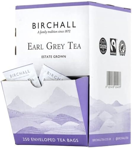 Birchall Tea - Earl Grey Tea - Box of 250 Individually Packed in Enveloped Plant-Based Prism Tea Bags - A Perfectly Aromatic & Uplifting Brew for Your Mornings & Afternoons