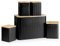 EHC 5pc Kitchen Storage Containers Set with Airtight Lids Includes Set of 3 Airtight Square Tea, Coffee, and Sugar Canisters, Airtight Biscuit Barrel/Cookie Jar, Bread Bin With Wood Lid - Black
