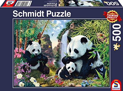 Schmidt 57380 Pandafamilie am Wasserfall Puzzle, 500 Teile