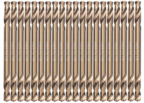VALYRIANTOOL 1/8 Cobalt Drill Bits(20PCS), M35 HSSCO High Speed Steel Double Ends Stubby Body Twist Drill Bit Set for Hardened Metal, Stainless Steel, Cast Iron, Plastic and Wood