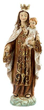 Figura Virgen del Carmen Estilo Madera Vieja Pintada a Mano 20 cm