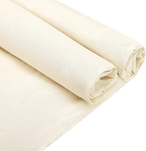 MUSLONG Musselin-Stoff/Textil, ungebleicht, Drapierstoff, 2m&5 m&10m, mittelschwer, 100% Baumwolle, 160 cm breit Musselin Leinen Stoff zum Nähen von Kleidungsstoffen (10 Meter)