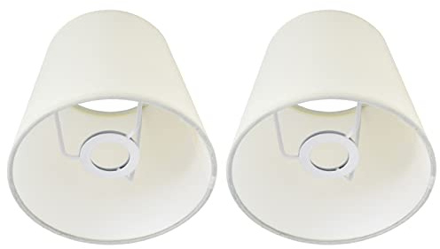Kleiner Lampenschirm Set von 2, Kronleuchter Mini Lampenschirm Clip auf Lampenschirm Lichtschilde Fass Stoff Lampenschirm Tischlampenschirm Clip On Lampe Schattierungen für Tischlampe und Boden (weiß)