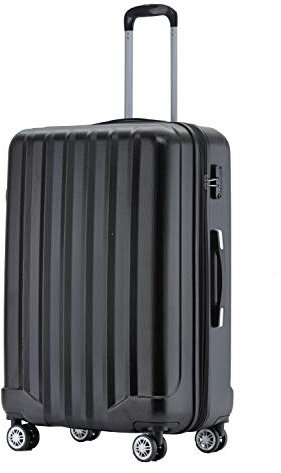 BEIBYE TSA-Schloß 2080 Gepäck Zwillingsrollen Reisekoffer Koffer Trolley Hartschale Dehnungsfuge (Schwarz, L)