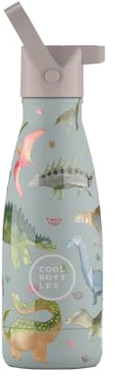 Botella Térmica Infantil - 260 ml - Dinos Planet - Botella de Agua de Acero Inoxidable - Bebidas Fías 36 Horas y Calientes 18 Horas - Acabado con Pintura en Relieve - Sin BPA - Cool Bottles