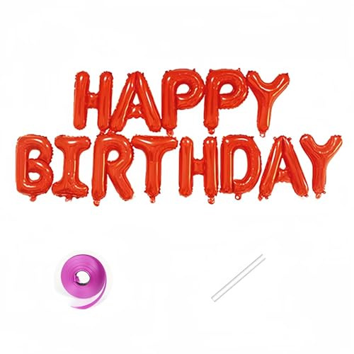 Vthoviwa Happy Birthday Banner Rot, HAPPY BIRTHDAY Girlande Luftballons Rot, 16 Zoll Geburtstag Folienballon Alufolie Geburtstagsballon Rot
