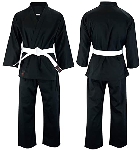 VADER Student Black Karate Suit kids/Adult Karate Gi, Pollycotton Light Weight Karate Uniform Club Training Competition Kamino Karategi with Free White Belt
