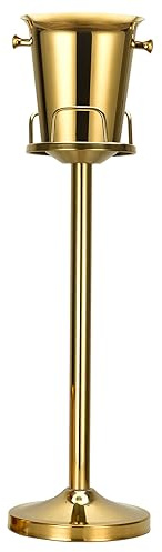 Champagne Bucket with Stand,Ice Bucket with Stand Stainless Steel Bucket Wine Chiller On Stand 12Lb Hammered Tall Ice Bucket Stand for Party Bar Ktv Bbq Home,3ft (gold, 1 pack)