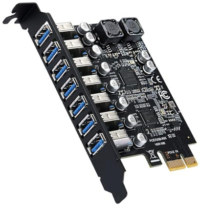 ieron USB 3.2 Front-Controller-Adapterkarte mit 7 Ports, PCI-E Express Erweiterungskarte mit 7 Ports, interne PCIe USB-Karte verbindet 7 erweiterte Geräte für Windows