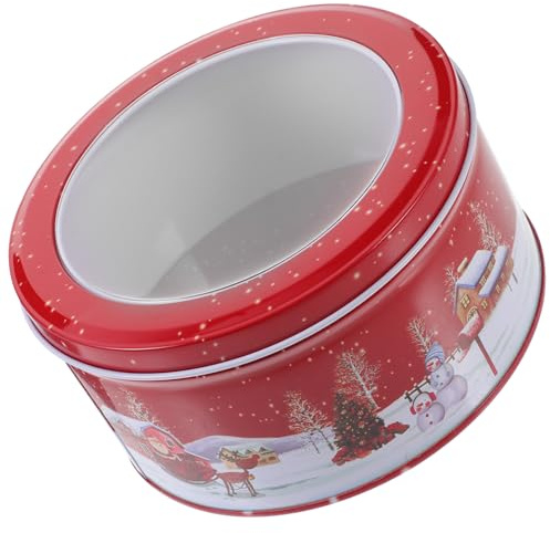 Veemoon Xmas Tinplate Candy Box Christmas Cake Storage Cookie Tin Lid Sweets Box for