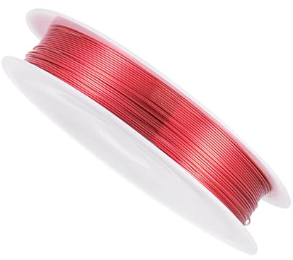 CoCud Alambre de Cobre, Calibre 26 de 0.4mm de Diámetro y 9m de Longitud, Alambre de Cobre inoxible para Bisutería Suave Rojo - (Aplicaciones: para Manualidades DIY)