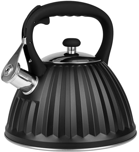 KARL HAUSMANN Bollitore Acciaio Inox 3 L Induzione Gas, Nero | Teiera in acciaio inox per induzione, gas e vetroceramica, coperchio removibile, manico in plastica