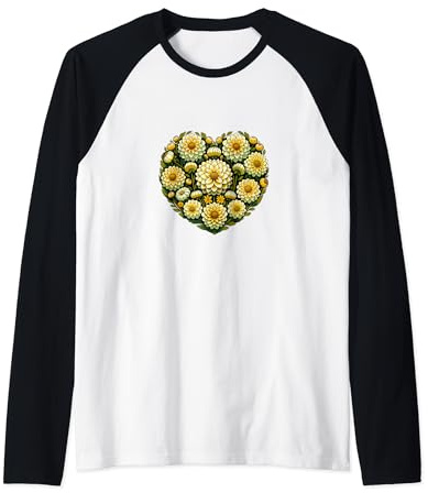 Dahlia Flower Art Yellow Dahlias floral artwork Raglan Baseball Tee