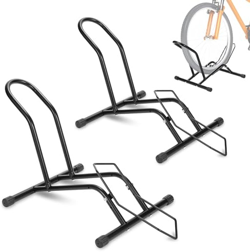 Peviasot Cavalletto per bicicletta da terra, 2 pezzi, autoportante, adatto per tutte le ruote anteriori o posteriori, portabiciclette autoportante da 41 a 74 cm, supporto per bicicletta, posizione