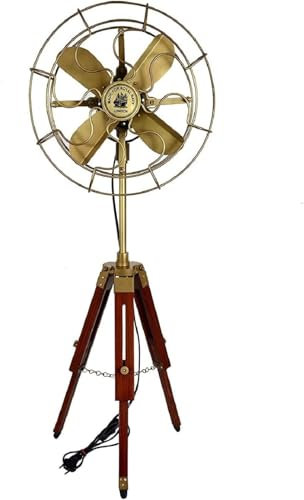 Standard Antique Tripod Fan With Modern Look Wooden Tripod Stand - Designer Pedestal Fan Decoration for Home, Living Room, Office Room