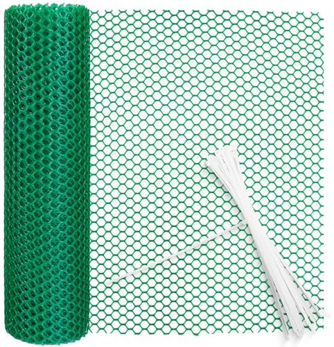 Chicken Wire Mesh Roll Plastic Mesh Fencing 8mm Hole Garden Fencing Mesh Fence Netting Poultry Breeding Netting Temporary Fencing for Yard Garden Balcony (Green, 40cm×5m)