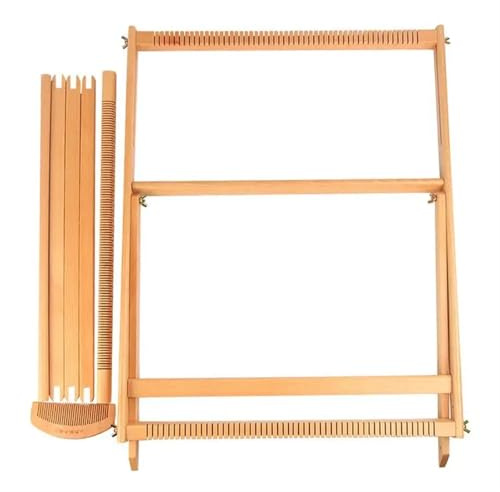 YXINAER Webstuhl Großes Webset aus Holz, Rahmen, Webmaschine mit Ständer, Wandkunst, Webrahmen for Entwickeln von Nähfertigkeiten, Zubehör