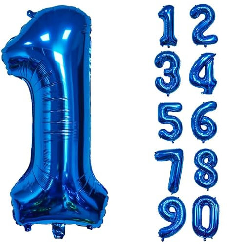 32 Inch Number Balloons Giant Number Aluminium Foil Helium Balloons for Birthday Party Celebration Decoration New Year Baby Shower Anniversary (Blue, 1)