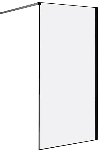 Badrum Duschvägg Härdat Glas Badrum Våtrum Minimalistisk 100 x 190 cm Svart Waspam