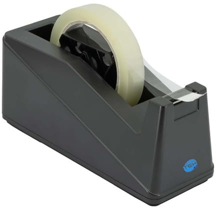 SIMPLETEK - Dispensador de cinta adhesiva negra de mesa de 1 (25 mm) y 3 (76 mm) soporte antideslizante