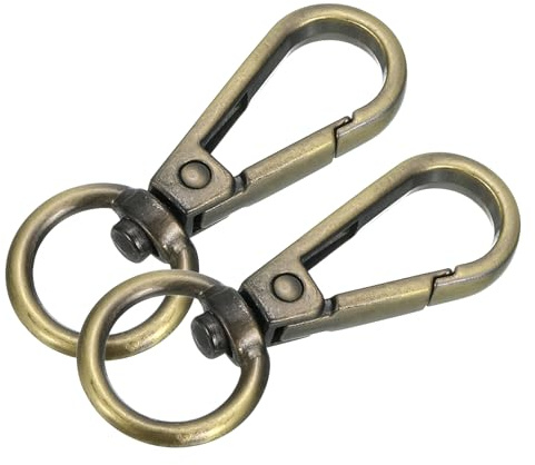 QUARKZMAN 10 Stück Karabinerhaken mit Drehgelenk, Zinklegierung Klassische Drucktor Snap Haken Taschenclips Taschenzubehör für Lanyard DIY Schlüsselanhänger Bastelarbeiten (13mm, Messing)