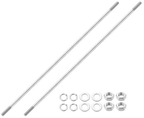 QUARKZMAN 2 Stück Stockschrauben M8 x 400mm, Doppelseitige Gewindestangen Madenschrauben Set 304 Edelstahl Gewinde mit Muttern und Flach- & Sicherungsscheiben für Montage Hauswartung
