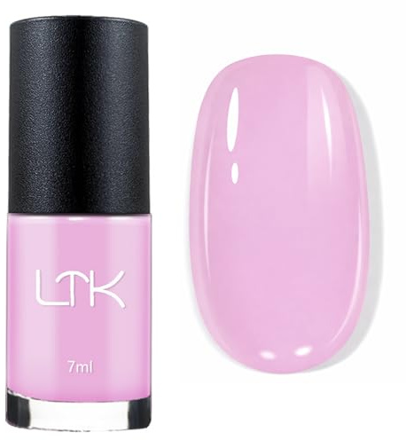 Pink Nail Polish - Translucent Pink Nail Varnish, Nude Pink Sheer Nail Polish Quick Dry Long Lasting Chip Resistant, Glossy Neutral Colour for French Manicure Nail Art, No Need Nail Lamp, 7ml