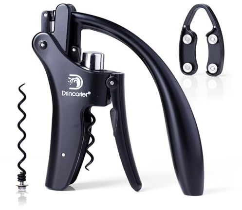 Wine Opener Compact Vertical Corkscrew Wine Bottle Opener with Built-in Foil Cutter