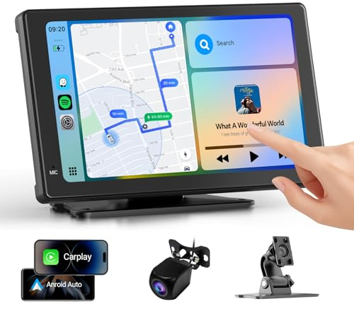 [Clearance] Haudio Portable Wireless Carplay Car Stereo, 7 HD Touchscreen for Car with CarPlay & Android Auto with Backup Camera, GPS, Bluetooth, Voice Control, Mirror Link, FM, AUX, Universal Fit